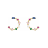 14K Cultured Freshwater Pearl & Natural Multi-Gemstone Earrings - Image 2