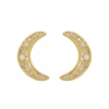 14K Natural White Opal & 1/8 CTW Natural Diamond Crescent Moon Earrings - Image 2
