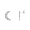 14K Natural White Opal & 1/8 CTW Natural Diamond Crescent Moon Earrings - Image 3