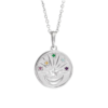 14K Petite Multi-Gemstone Celestial Coin Necklace - Image 3