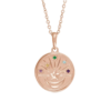 14K Petite Multi-Gemstone Celestial Coin Necklace - Image 2
