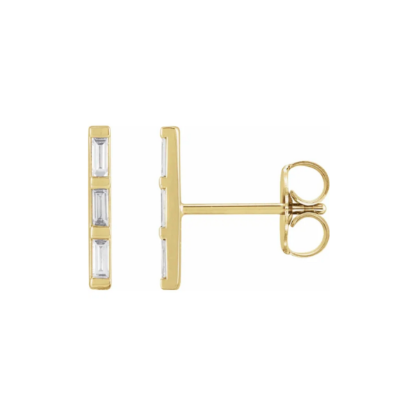 14K Gold and 1/8 CTW Natural Diamond Bar Earrings