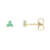 14K Natural Chrysoprase Three Stone Earrings