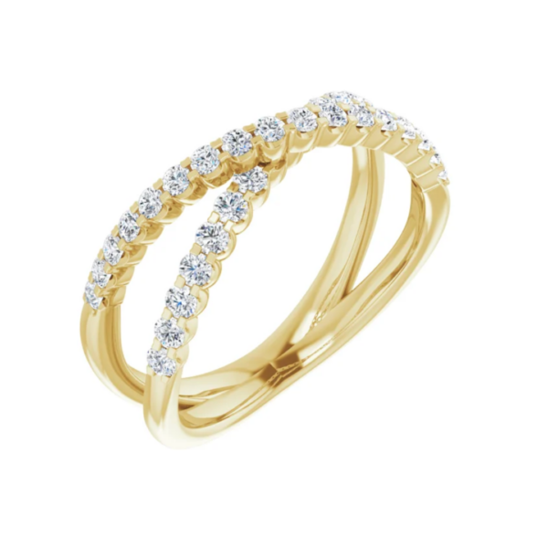 14K Gold 1/2 CTW Diamond Criss-Cross Ring