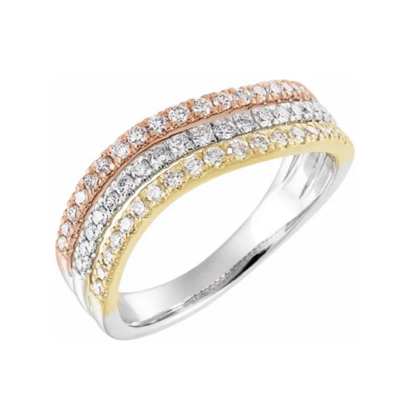 14K White, Yellow, and Rose Gold 1/2 CTW Diamond Stacked Ring