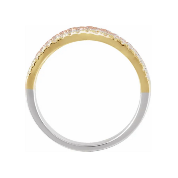 14K White, Yellow, and Rose Gold 1/2 CTW Diamond Stacked Ring - Image 3