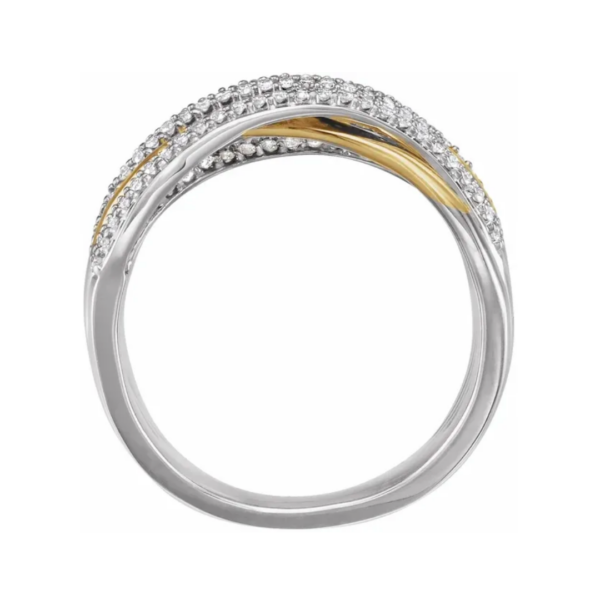 14K Two Tone 1/2 CTW Diamond Criss-Cross Ring - Image 3