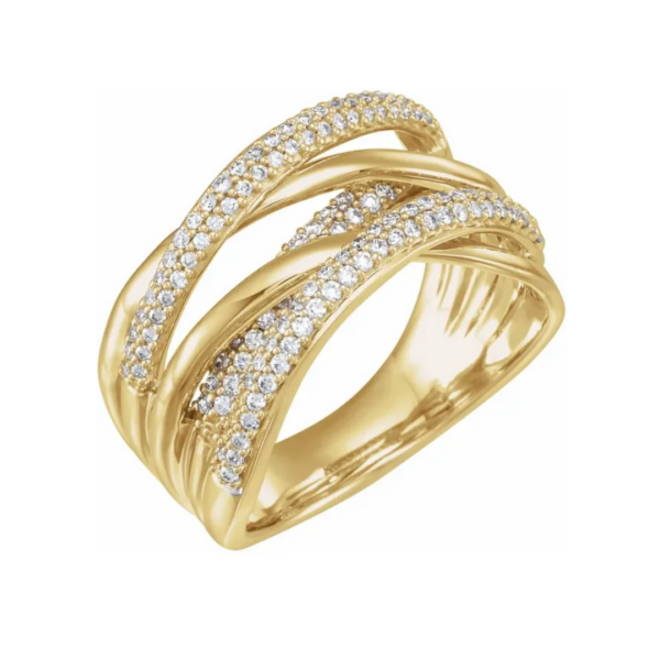 14K Gold 1/2 CTW Diamond Criss-Cross Ring