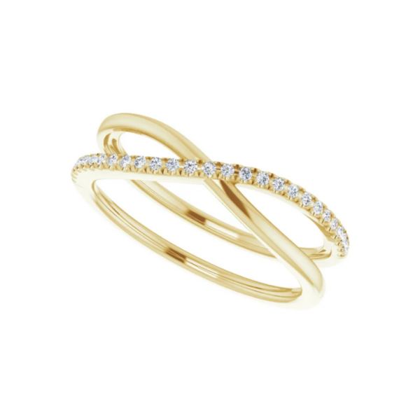 14K Gold 1/8 CTW Diamond Criss-Cross Ring - Image 3