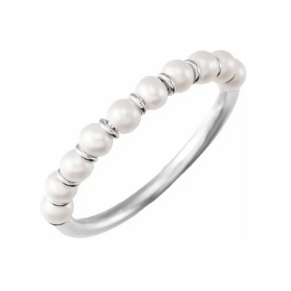 14K Cultured White Freshwater Pearl Ring - Image 3