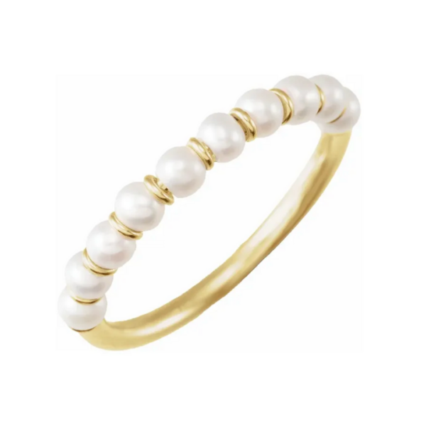 14K Cultured White Freshwater Pearl Ring