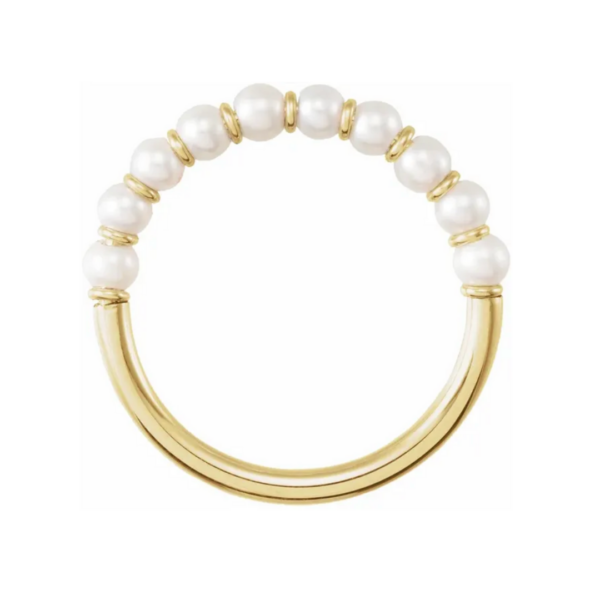 14K Cultured White Freshwater Pearl Ring - Image 5