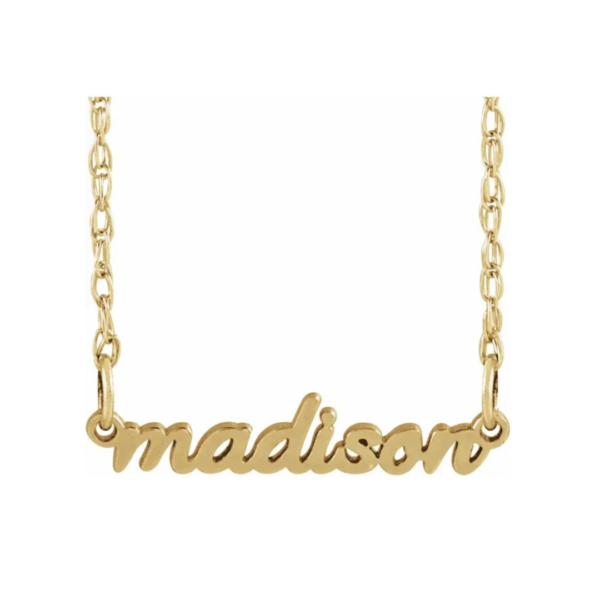 10K Yellow Tiny Script Nameplate Necklace