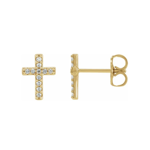 14K Yellow .06 CTW Natural Diamond Cross Earrings