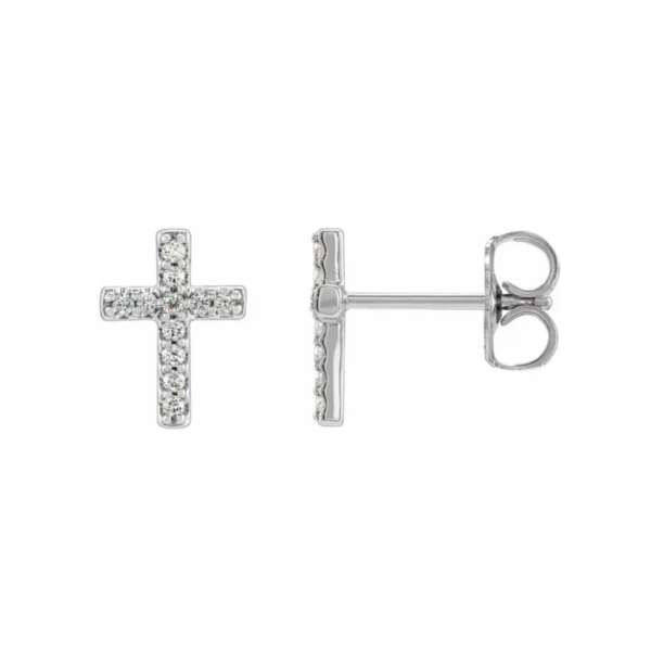 14K Yellow .06 CTW Natural Diamond Cross Earrings - Image 3