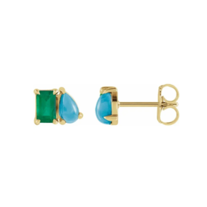 fine jewelry, emerald and turquoise earrings