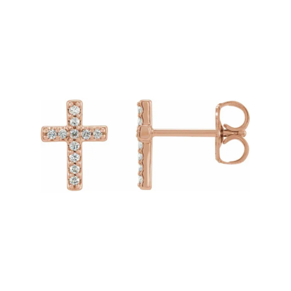 14K Yellow .06 CTW Natural Diamond Cross Earrings - Image 4