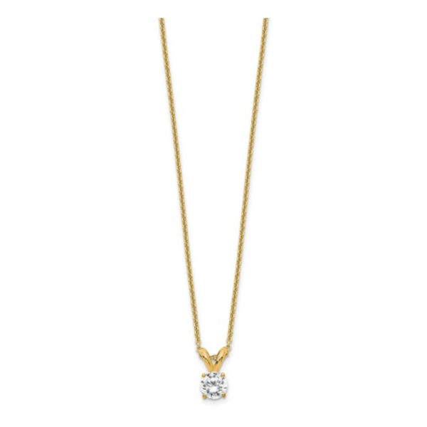 14K Round Lab Grown Diamond Solitaire Necklace - Image 3