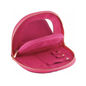 Pink velvet jewelry travel case