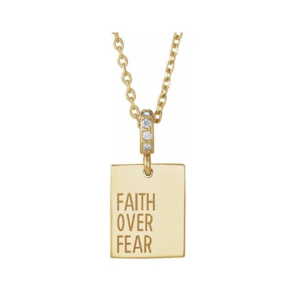 14K .02 CTW Natural Diamond Faith Over Fear Necklace