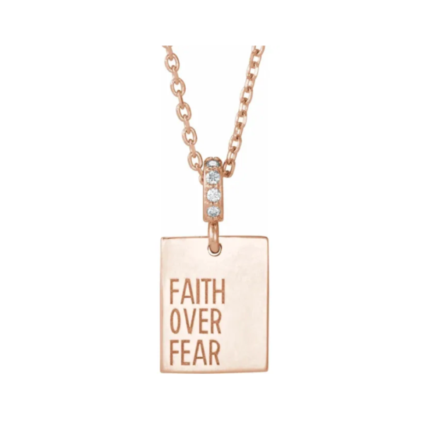 14K .02 CTW Natural Diamond Faith Over Fear Necklace - Image 4