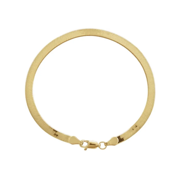 Fine jewelry, herringbone chain bracelet, solid gold