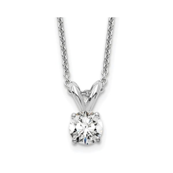 14K Round Lab Grown Diamond Solitaire Necklace - Image 4