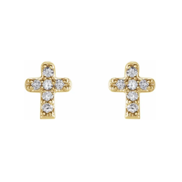 14K .06 CTW Natural Diamond Youth Cross Earrings - Image 3