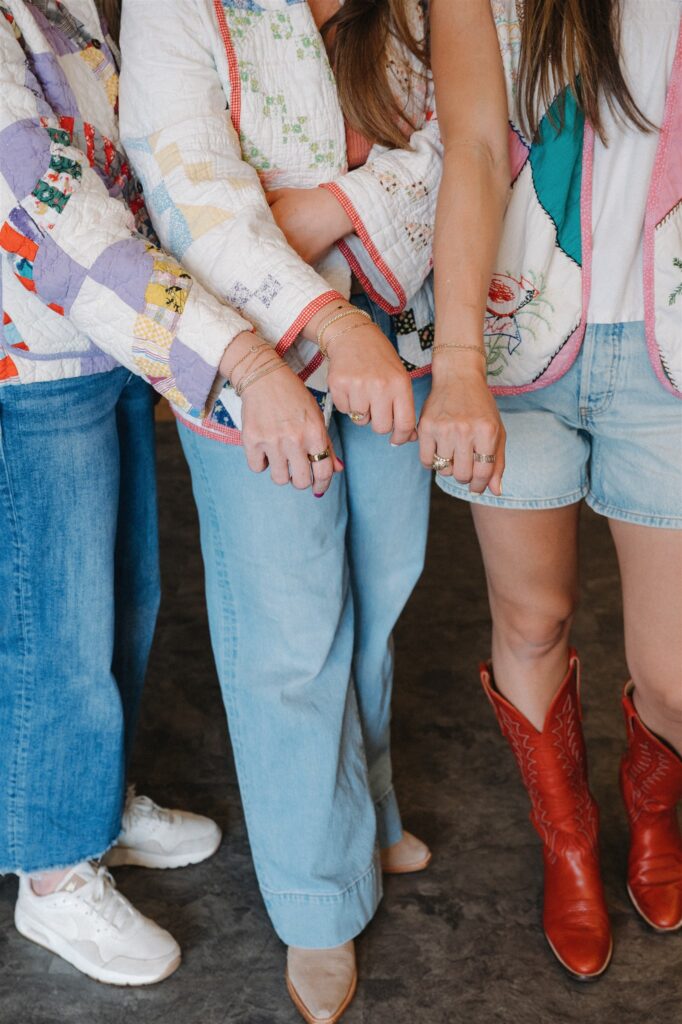 Permanent jewelry with friends in The Woodlands, TX