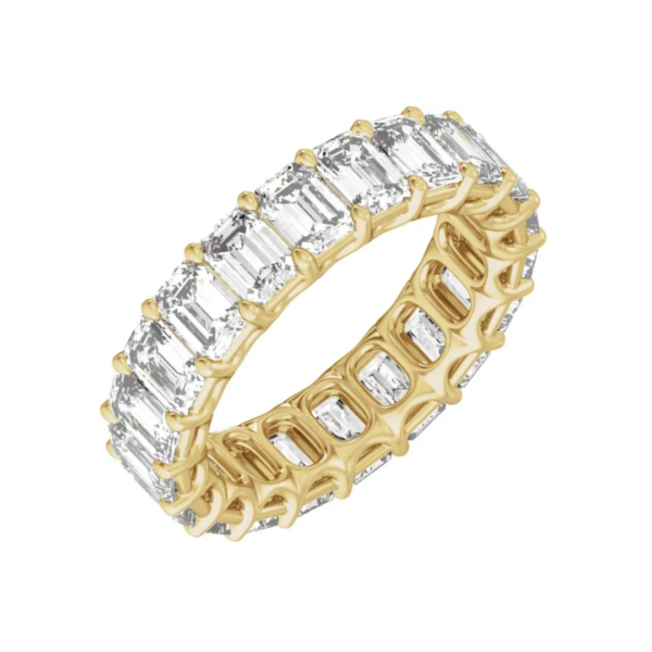 14K Emerald Diamond Eternity Band