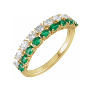 Solid gold diamond and emerald ring, the woodlands
