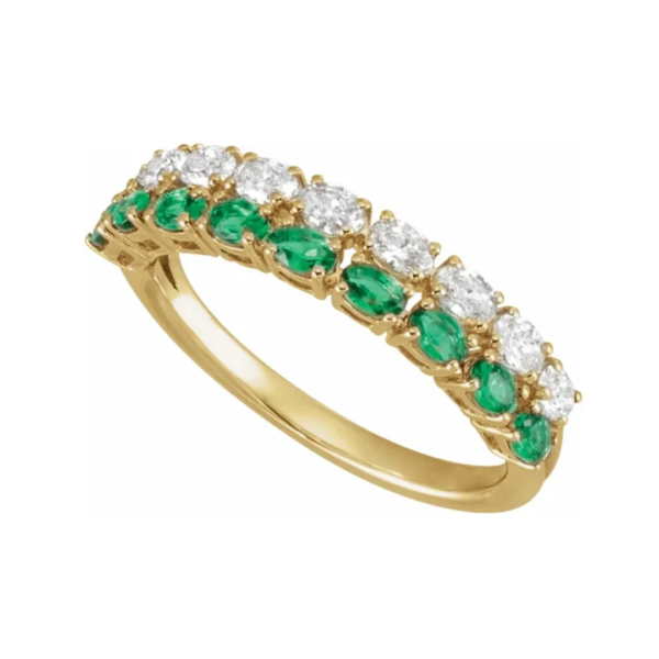Solid gold diamond and emerald ring, the woodlands