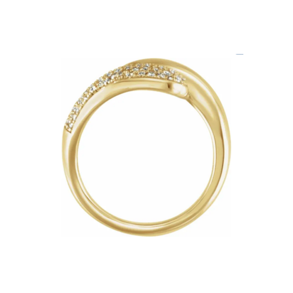 Solid yellow gold bypass ring with diamonds- wedding ring- engagement ring- fine jewelry in the woodlands