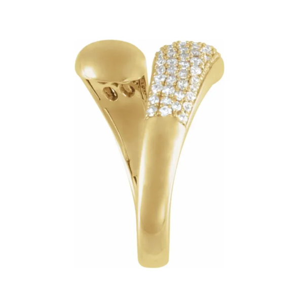 Solid yellow gold bypass ring with diamonds- wedding ring- engagement ring- fine jewelry in the woodlands