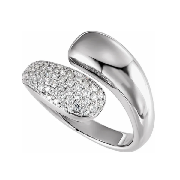 Solid yellow gold bypass ring with diamonds- wedding ring- engagement ring- fine jewelry in the woodlands